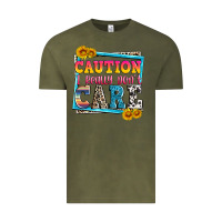 Vintage Olive caution i really don't care Vintage Tee - Zillion Design Studio