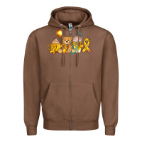 Chestnut childhood cancer ribbon and coffee cups Zipper Hoodie - AdoDesignShop