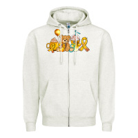 Oatmeal Heather childhood cancer ribbon and coffee cups Zipper Hoodie - AdoDesignShop
