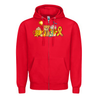 Red childhood cancer ribbon and coffee cups Zipper Hoodie - AdoDesignShop