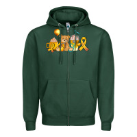 Sports Green childhood cancer ribbon and coffee cups Zipper Hoodie - AdoDesignShop
