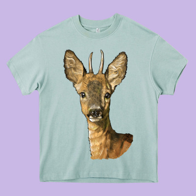Red Brocket Deer Head Heavy Core Tee Designed By Lillyallendesigns