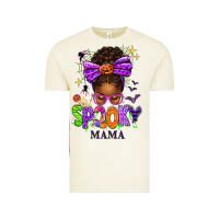 Vintage Arctic Halloween Afro Messy Bun Spooky Mama Vintage Tee - texasbilliewilder