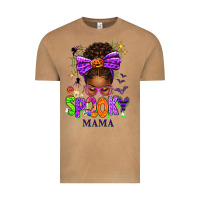 Vintage Camel Halloween Afro Messy Bun Spooky Mama Vintage Tee - texasbilliewilder