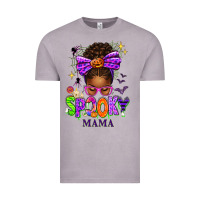 Vintage Zinc Halloween Afro Messy Bun Spooky Mama Vintage Tee - texasbilliewilder
