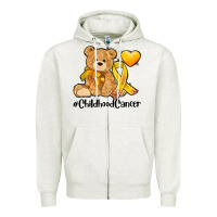 Oatmeal Heather childhood cancer and cancer ribbon Zipper Hoodie - AdoDesignShop