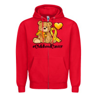 Red childhood cancer and cancer ribbon Zipper Hoodie - AdoDesignShop