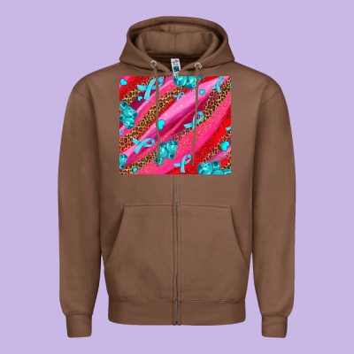 Cancer Boxing Gloves And Cancer Ribbon Zipper Hoodie Designed By Adodesignshop
