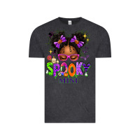 Vintage Black Spooky Mini Halloween Messy Bun Vintage Tee - texasbilliewilder
