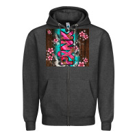 Charcoal Heather western pattern pink with floral cancer ribbon Zipper Hoodie - AdoDesignShop