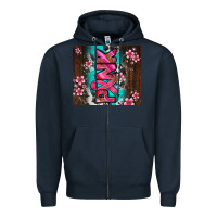 Navy western pattern pink with floral cancer ribbon Zipper Hoodie - AdoDesignShop