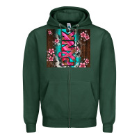 Sports Green western pattern pink with floral cancer ribbon Zipper Hoodie - AdoDesignShop