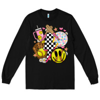 Black retro softball Long Sleeve Tee - JahusDesignShop