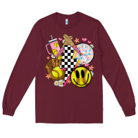 Burgundy retro softball Long Sleeve Tee - JahusDesignShop