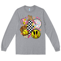 Heather Grey retro softball Long Sleeve Tee - JahusDesignShop