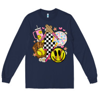 Navy retro softball Long Sleeve Tee - JahusDesignShop