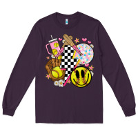 Plum retro softball Long Sleeve Tee - JahusDesignShop