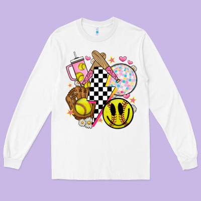 Retro Softball Long Sleeve Tee Designed By Jahusdesignshop