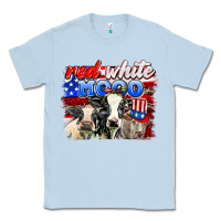 Dusty Blue red white moo Classic Tee - AdoDesignShop