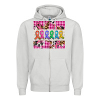 Dove Grey western colorfull cancer ribbon Zipper Hoodie - AdoDesignShop