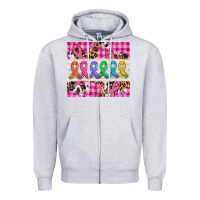 Heather Grey western colorfull cancer ribbon Zipper Hoodie - AdoDesignShop