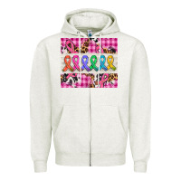 Oatmeal Heather western colorfull cancer ribbon Zipper Hoodie - AdoDesignShop