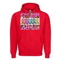 Red western colorfull cancer ribbon Zipper Hoodie - AdoDesignShop