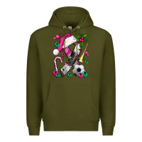 Army Green Pink Christmas Breast Cancer Ribbon Soccer Premium Hoodie - BundleAndBundleShop