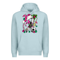 Blue Mist Pink Christmas Breast Cancer Ribbon Soccer Premium Hoodie - BundleAndBundleShop