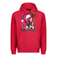 Cardinal Pink Christmas Breast Cancer Ribbon Soccer Premium Hoodie - BundleAndBundleShop