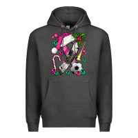 Charcoal Heather Pink Christmas Breast Cancer Ribbon Soccer Premium Hoodie - BundleAndBundleShop