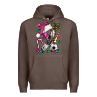 Coffee Pink Christmas Breast Cancer Ribbon Soccer Premium Hoodie - BundleAndBundleShop