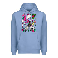 Colony Blue Pink Christmas Breast Cancer Ribbon Soccer Premium Hoodie - BundleAndBundleShop