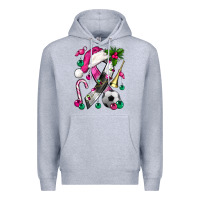 Heather Grey Pink Christmas Breast Cancer Ribbon Soccer Premium Hoodie - BundleAndBundleShop