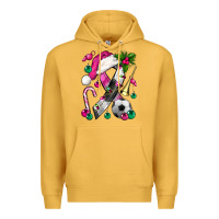 Mustard Pink Christmas Breast Cancer Ribbon Soccer Premium Hoodie - BundleAndBundleShop