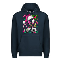 Pink Christmas Breast Cancer Ribbon Soccer Premium Hoodie | Teevron