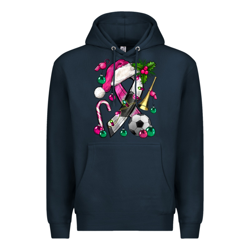 Pink Christmas Breast Cancer Ribbon Soccer Premium Hoodie by BundleAndBundleShop | Teevron