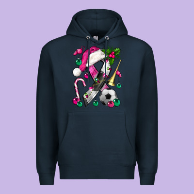 Pink Christmas Breast Cancer Ribbon Soccer Premium Hoodie Designed By Bundleandbundleshop