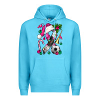Ocean Blue Pink Christmas Breast Cancer Ribbon Soccer Premium Hoodie - BundleAndBundleShop