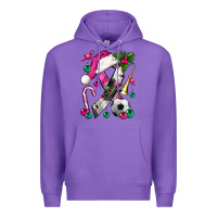 Purple Pink Christmas Breast Cancer Ribbon Soccer Premium Hoodie - BundleAndBundleShop