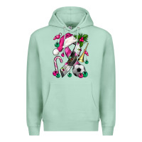 Seafoam Pink Christmas Breast Cancer Ribbon Soccer Premium Hoodie - BundleAndBundleShop