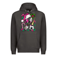 Smoke Pink Christmas Breast Cancer Ribbon Soccer Premium Hoodie - BundleAndBundleShop