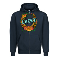 Navy horseshoe lucky Zipper Hoodie - JahusDesignShop