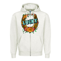 Oatmeal Heather horseshoe lucky Zipper Hoodie - JahusDesignShop