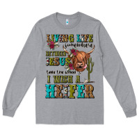 Heather Grey living life somewhere between jesus take the wheel Long Sleeve Tee - JahusDesignShop