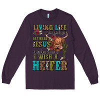 Plum living life somewhere between jesus take the wheel Long Sleeve Tee - JahusDesignShop