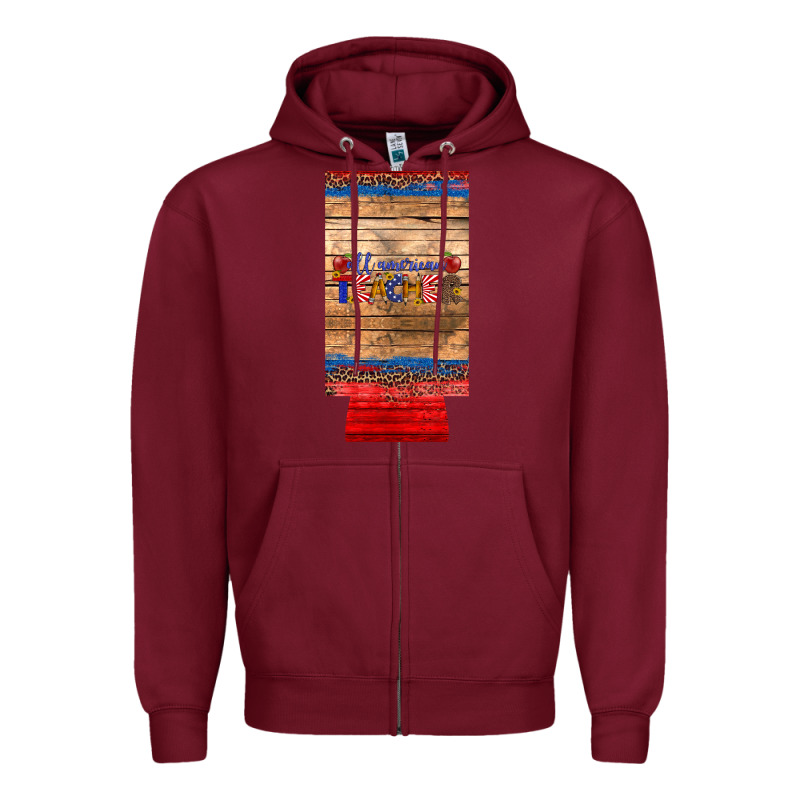 All American Teacher 12 Oz Slim Can Cooler Zipper Hoodie by Artiststas | Teevron
