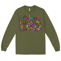 Army Green rainbow colors autism dad Long Sleeve Tee - AdoDesignShop