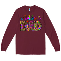 Burgundy rainbow colors autism dad Long Sleeve Tee - AdoDesignShop