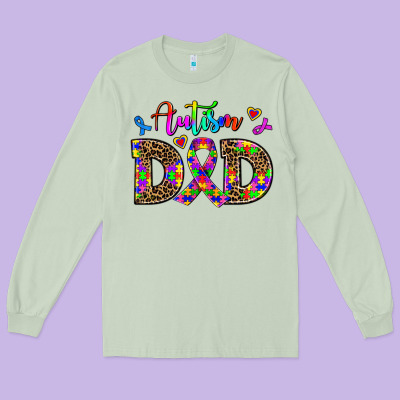 Rainbow Colors Autism Dad Long Sleeve Tee Designed By Adodesignshop
